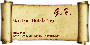 Galler Hetény névjegykártya